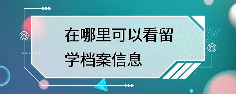 在哪里可以看留学档案信息