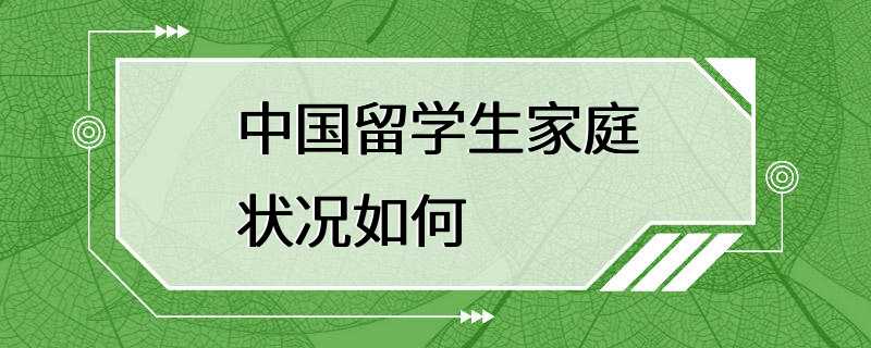 中国留学生家庭状况如何