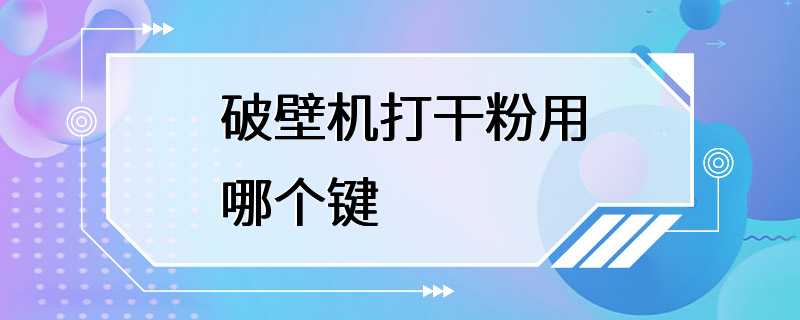 破壁机打干粉用哪个键