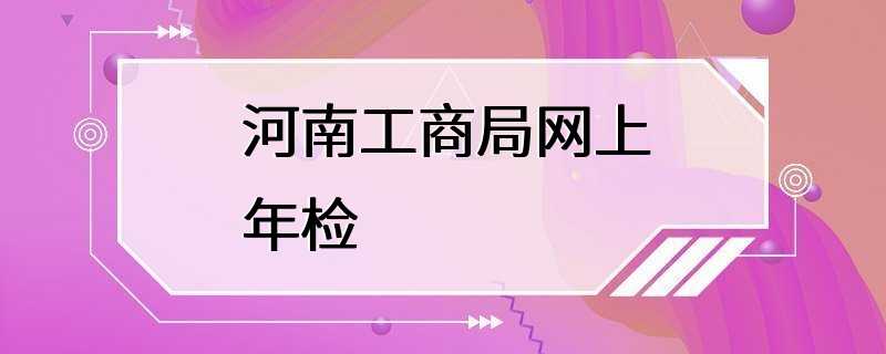 河南工商局网上年检