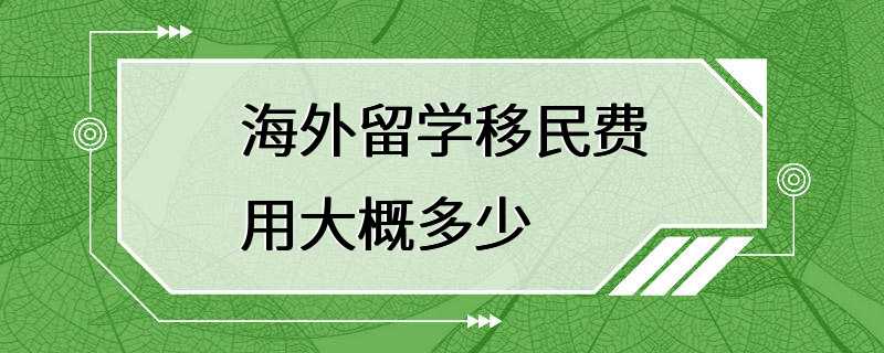 海外留学移民费用大概多少