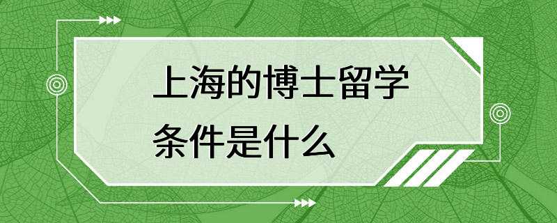 上海的博士留学条件是什么