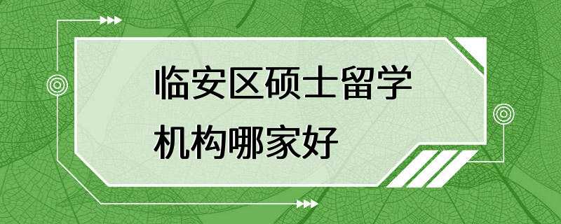 临安区硕士留学机构哪家好