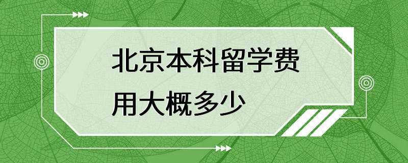 北京本科留学费用大概多少