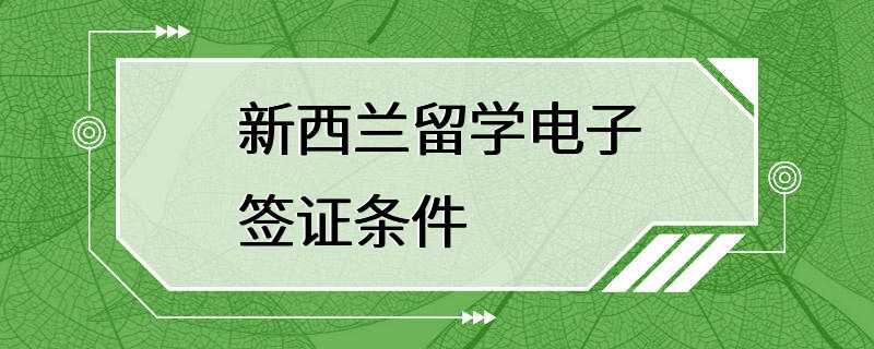 新西兰留学电子签证条件