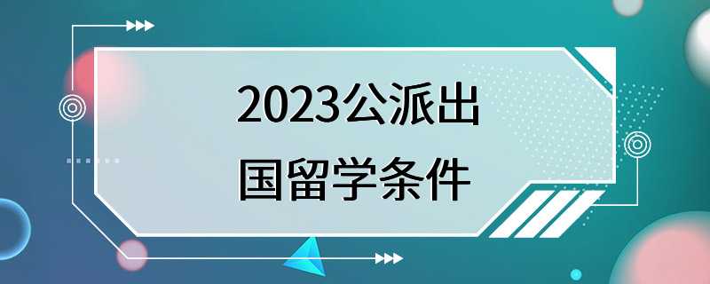 2023公派出国留学条件