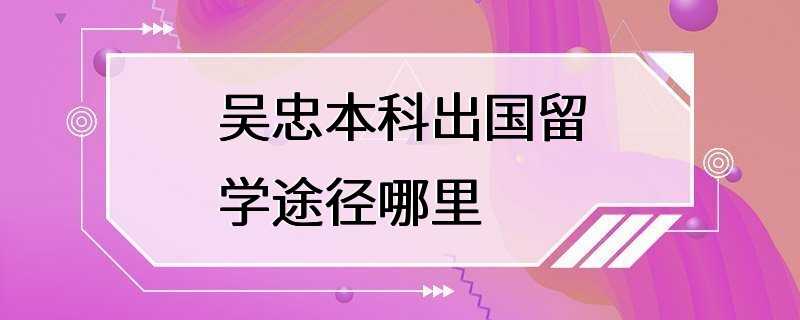 吴忠本科出国留学途径哪里