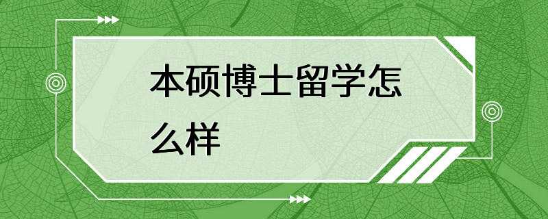 本硕博士留学怎么样