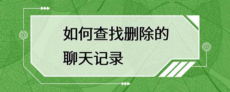 如何查找删除的聊天记录