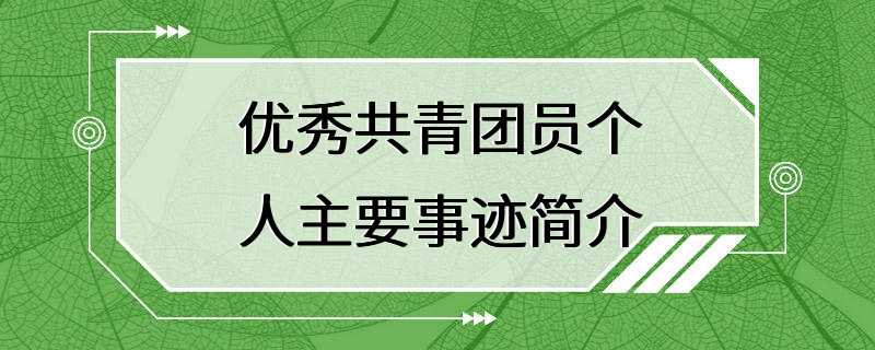 优秀共青团员个人主要事迹简介