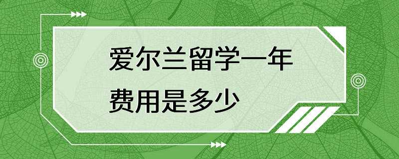 爱尔兰留学一年费用是多少