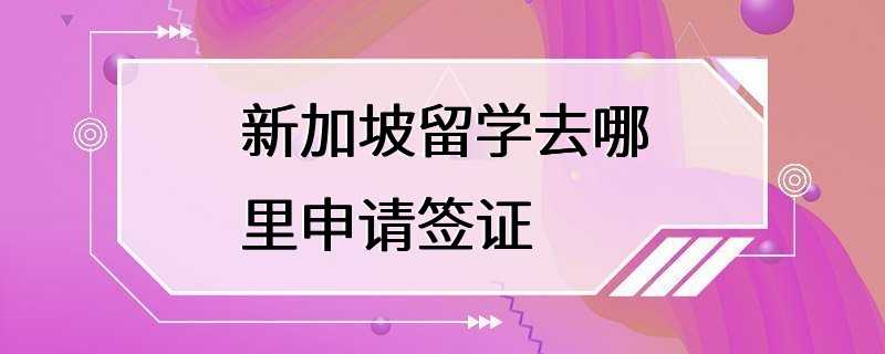 新加坡留学去哪里申请签证