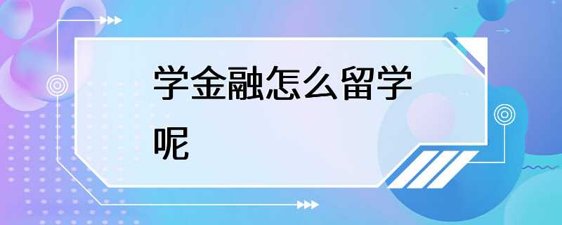 学金融怎么留学呢