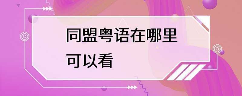 同盟粤语在哪里可以看