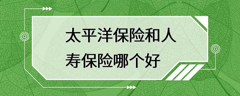 太平洋保险和人寿保险哪个好