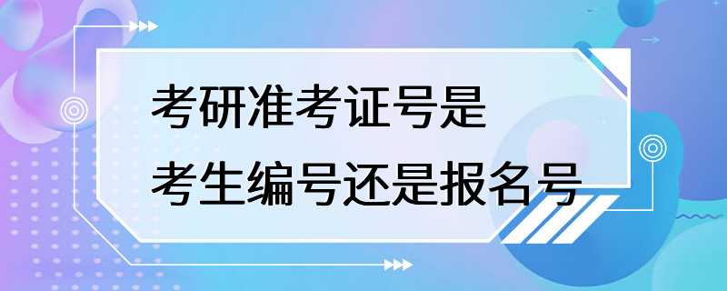 考研准考证号是考生编号还是报名号