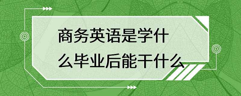 商务英语是学什么毕业后能干什么