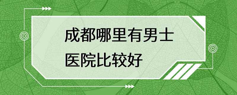 成都哪里有男士医院比较好