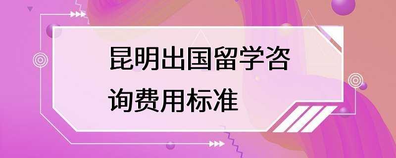 昆明出国留学咨询费用标准