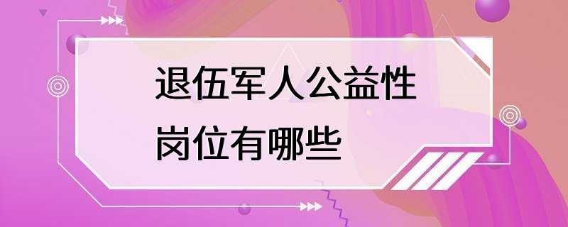 退伍军人公益性岗位有哪些