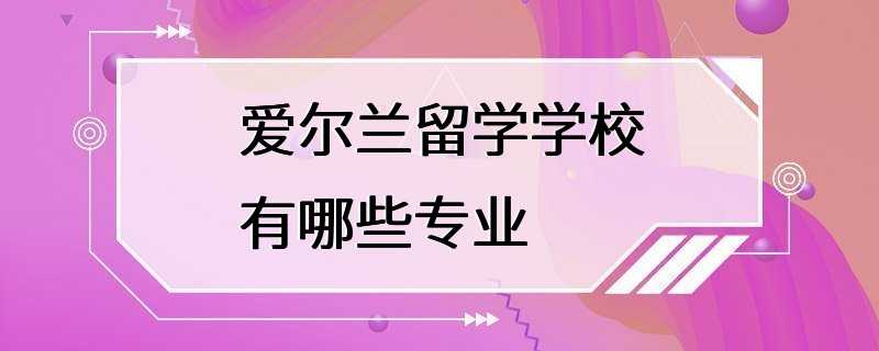 爱尔兰留学学校有哪些专业