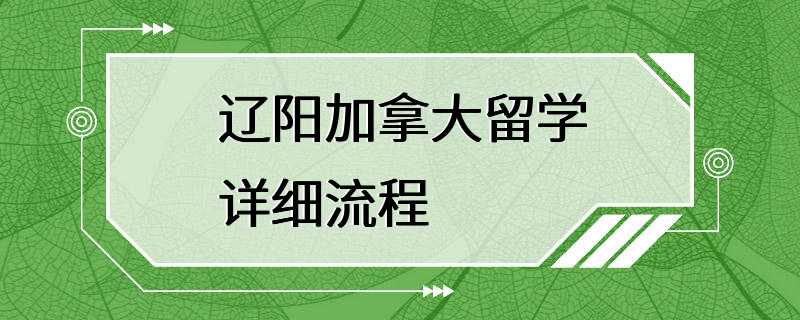 辽阳加拿大留学详细流程