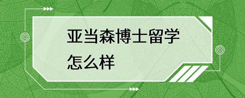 亚当森博士留学怎么样