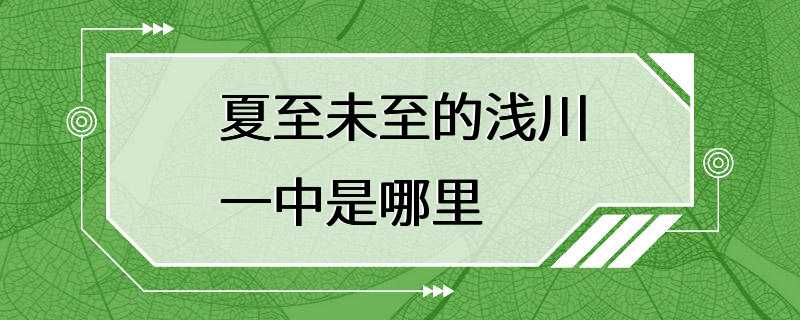 夏至未至的浅川一中是哪里