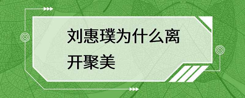 刘惠璞为什么离开聚美