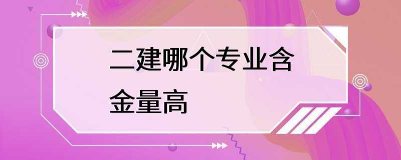 二建哪个专业含金量高