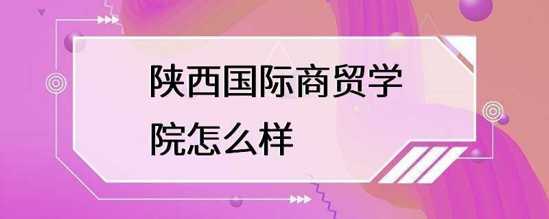 陕西国际商贸学院怎么样