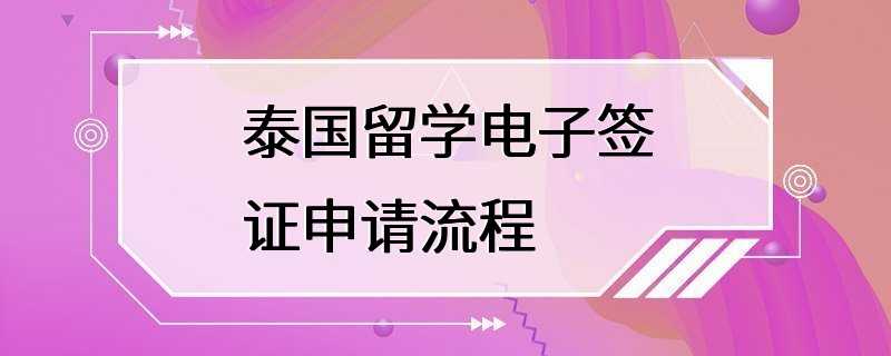 泰国留学电子签证申请流程