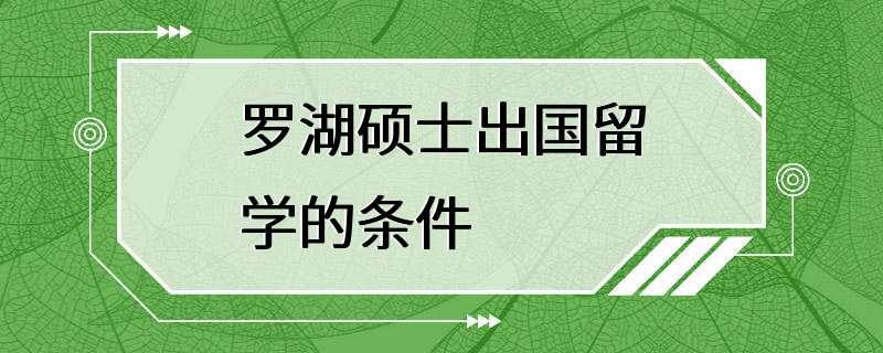 罗湖硕士出国留学的条件