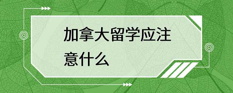 加拿大留学应注意什么