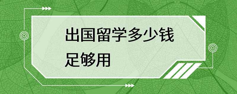 出国留学多少钱足够用