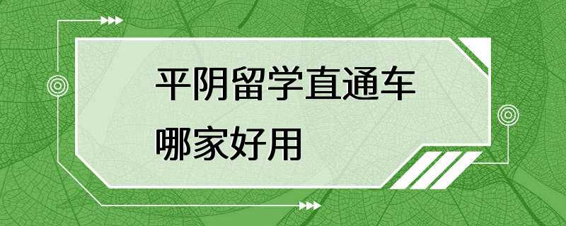 平阴留学直通车哪家好用