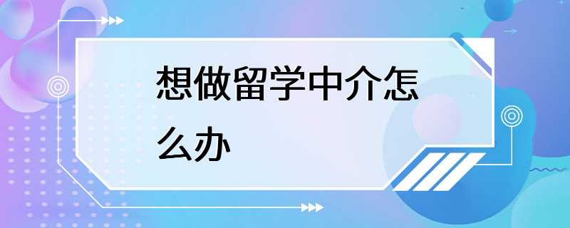 想做留学中介怎么办