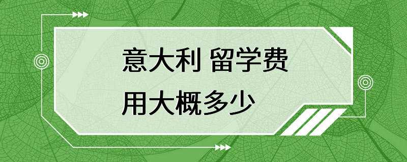 意大利 留学费用大概多少