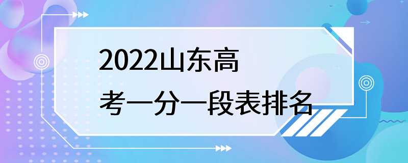 2022山东高考一分一段表排名