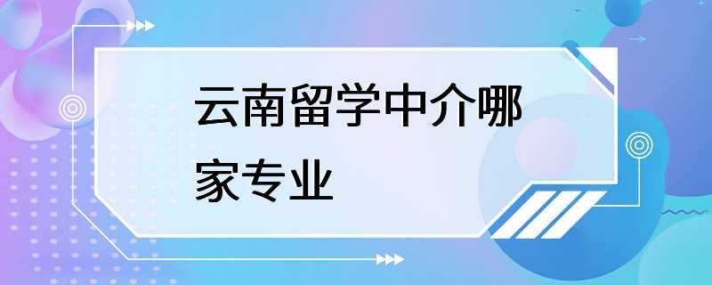 云南留学中介哪家专业