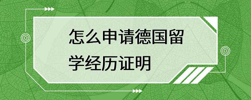 怎么申请德国留学经历证明