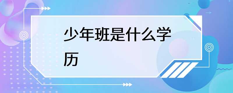 少年班是什么学历