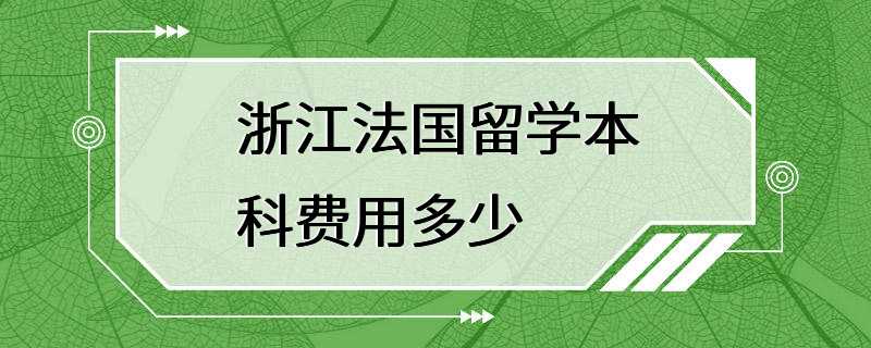 浙江法国留学本科费用多少