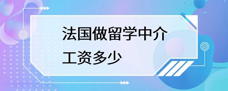 法国做留学中介工资多少