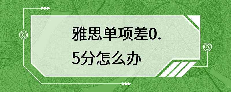 雅思单项差0.5分怎么办