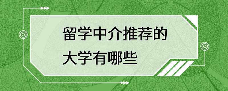 留学中介推荐的大学有哪些