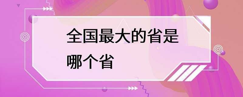 全国最大的省是哪个省