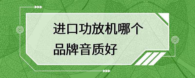 进口功放机哪个品牌音质好