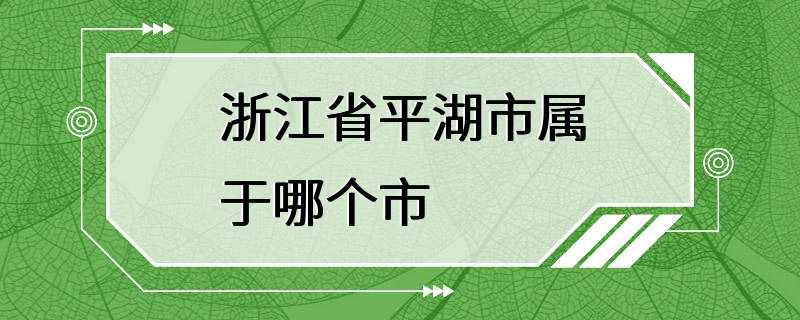 浙江省平湖市属于哪个市