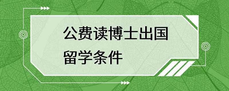 公费读博士出国留学条件